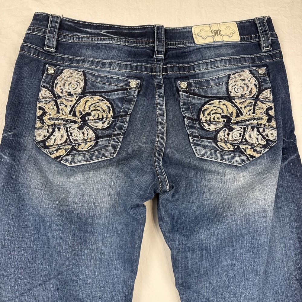 Miss Me  JEANS WOMENS 31/31 SKINNY EMBELISHED Fleur De Lis Rhinestone